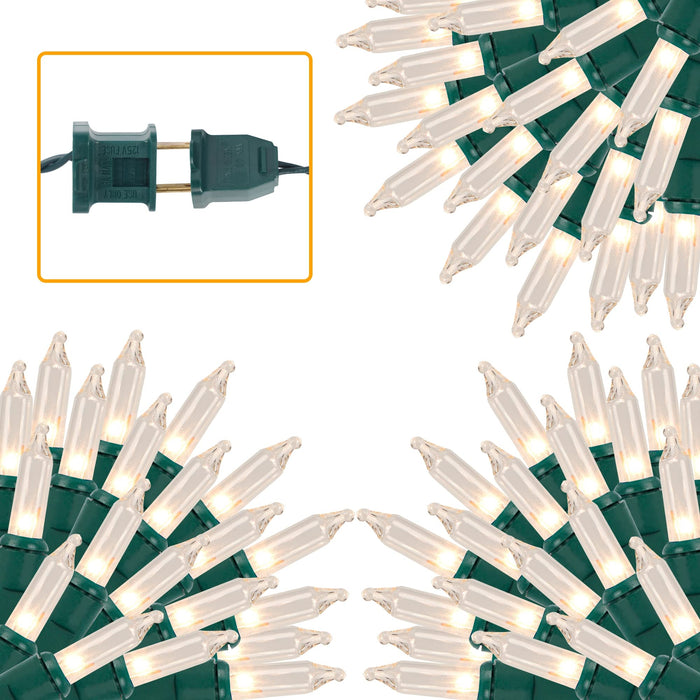 3 Sets Christmas Lights, 150 Count 33 FT Each Mini String Lights, Clear Green Wire Fairy Light, 120V UL Certified Connectable Xmas Tree Light for Holiday Patio Party Outdoor Decoration, Warm White