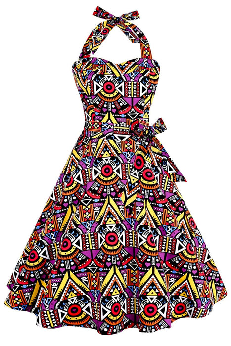 Topdress Women's Vintage Polka Audrey Dress 1950s Halter Retro Cocktail Dress African XL