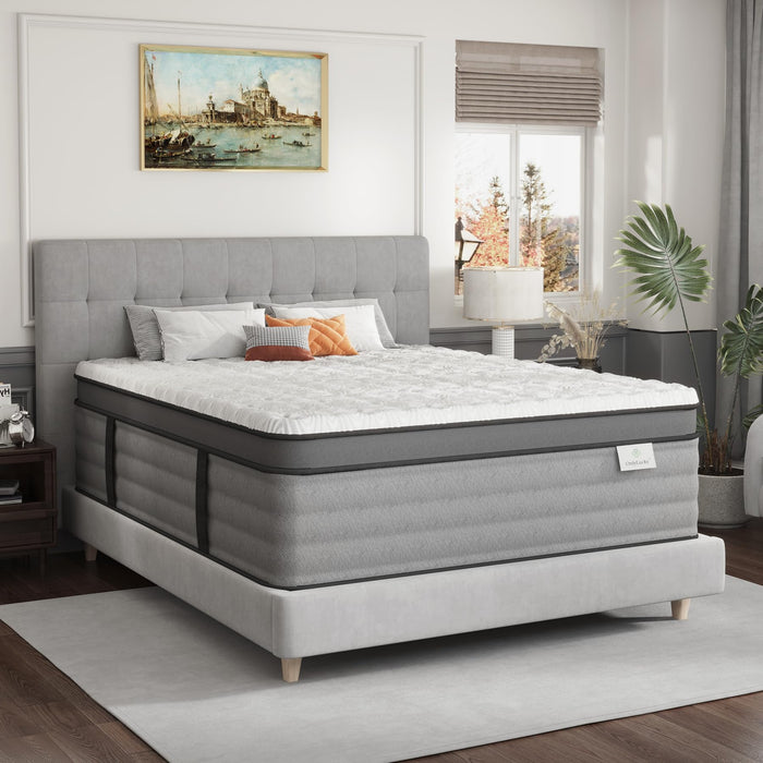 Onlylucky California King Mattress 14 Inch, Firm Cal King Mattress in a Box, Hybrid Mattresses with Cooling Gel Memory Foam & Pocket Spring for Pressure Relief, Extra Edge Support, 365-night Trial