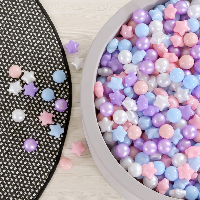 Retros Market Ball Pit Balls for Toddlers Phthalate-Free BPA-Free Non-Toxic Crush Proof Soft Plastic Play Balls Baby Kids Shape Tent Pool Playhouse Playpen Party Decor, Pink Blue Purple White,100PCS