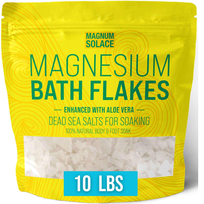 Magnesium Bath Flakes - Dead Sea Salt – Dead Sea Salts for Soaking – Magnesium Flakes for Bath - Enhanced with Aloe Vera (10 Pound)
