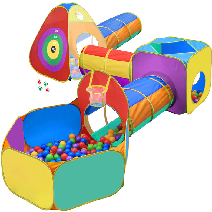 Retros Market Gift for Toddler Boys & Girls, Ball Pit, Play Tent and Tunnels for Kids, Best Birthday Gift for 3 4 5 Year Old Pop Up Baby Play Toy, Target Game w/ 4 Darts Indoor & Outdoor