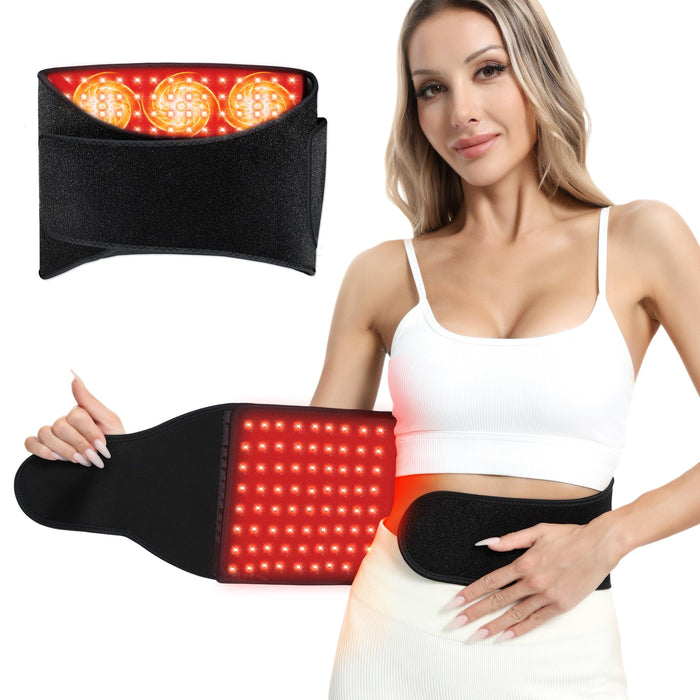 Red Light Therapy for Body: Infrared Light Therapy Belt Heating Massage Pad with Vibration for Back, Waist, Shoulder, and Belly Pain Relief, Portable Relaxation for Home, Men & Women (Deep Black)