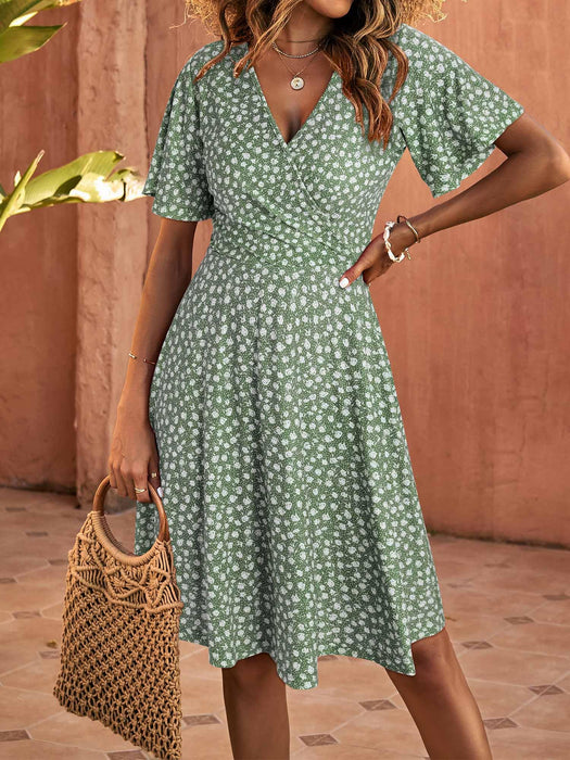 FENSACE Spring Dresses for Women 2025 Casual Empire Waist Green Bridal Shower Summer Outfits(Floral-32,X-Large)