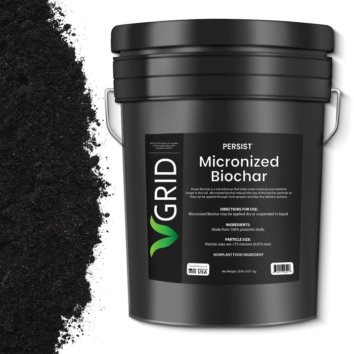 Persist Micronized Biochar Soil Amendment for Plants, for Use with Sprayers and Drip Line Systems, Improves Plant Soil, 100% Natural Active Carbon and Garden Plant Fertilizer (5 Gal)