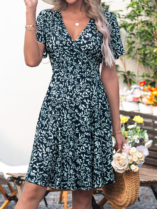 FENSACE Womens Summer Dresses Casual Fit and Flare Work Dresses with Sleeves(Floral-15,Large)