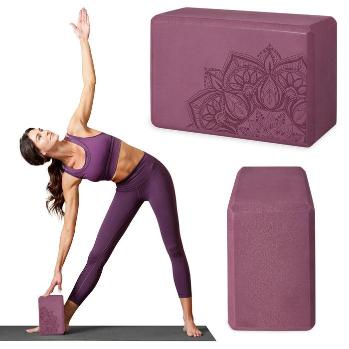 Gaiam Yoga Block - Supportive Latex-Free EVA Foam Soft Non-Slip Surface for Yoga, Pilates, Meditation (Athenian Blush) (05-64086)