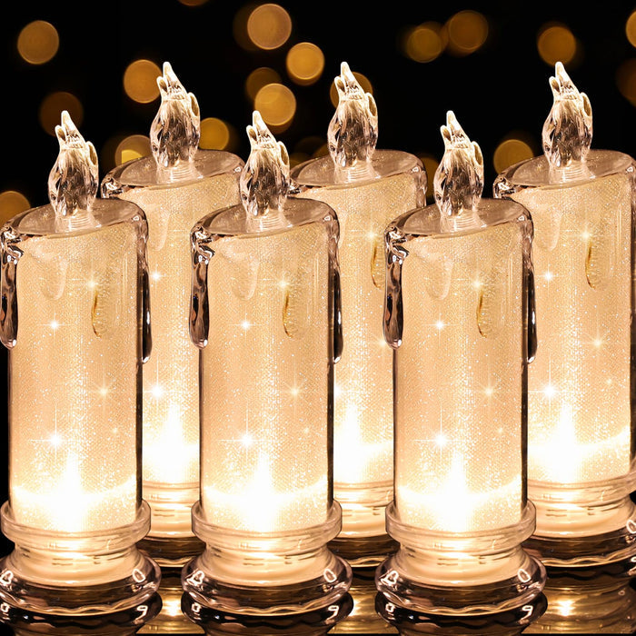 6PCS Led Candles (D:2.5" x H:7"),Pillar Fake Candles, flameless Candles Battery Operated/Batteries Included, Velas artificiales para Decoration for Valentine's Day Wedding Christmas Decorations