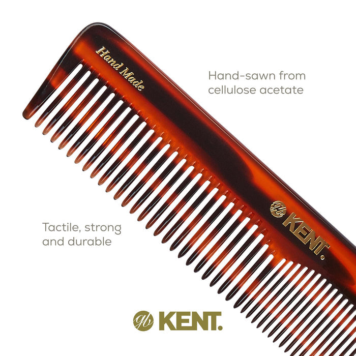 Kent 16T Double Tooth Hair Dressing Table Comb, Fine and Wide Tooth Dresser Comb For Hair, Beard and Mustache, Coarse and Fine Hair Styling Grooming Comb for Men, Women and Kids. Made in England