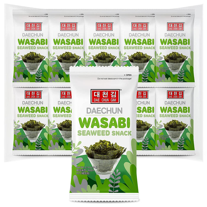 CHOI's 1 Wasabi Seaweed Snacks / (20 Pack) /Product of Korea/Kimbpa, Gimbap, Vegan, Keto, Gluten Free, Full of Fiber, Vitamin, Mineral