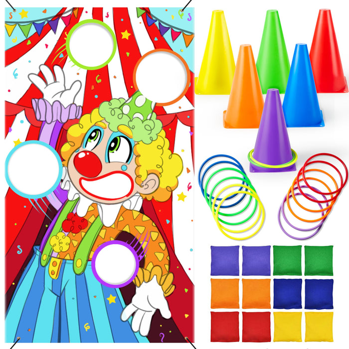 Retros Market 31PCS 3 in 1 Carnival Games, Easter Ring Toss Yard Set, Bean Bags, Cones - Outdoor Toys for Toddlers & Kids, Children's Indoor Play, Family Fun, Kids Party Cornhole Set, Lawn Games