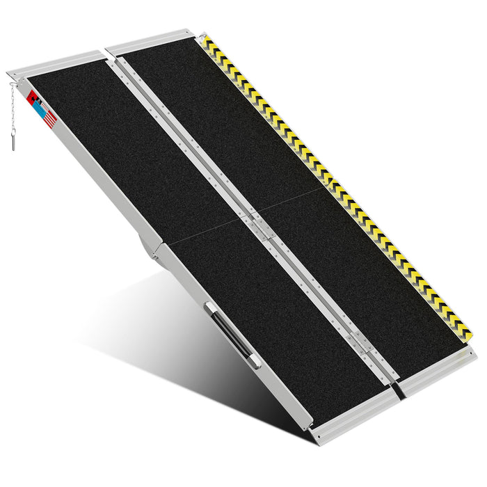 WHALEMOTOR Portable Wheelchair Ramp 5FT, Anti-Slip Aluminum Folding Portable Ramp, Wheelchair Ramps for Home, Weight Capacity Up to 600 LBS, with Transition Plates Above and Below