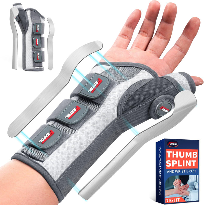 FEATOL Carpal Tunnel Wrist Brace Night Support, FSA or HSA Thumb Spica Splint Right Hand for De Quervains Tenosynovitis, Tendonitis, Wrist Brace With Thumb Support-Small/Medium-Women & Men, Pink