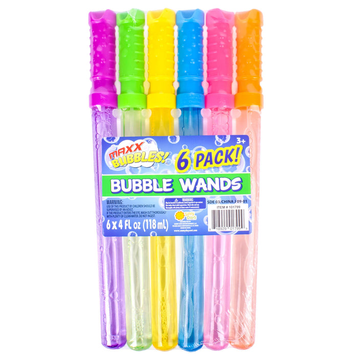 Retros Market 4oz Bubble Wands – 6 Pack Bubble Wand Toy | Summer Fun, Outdoor Birthday Party Favors for Kids, 101799 Blue