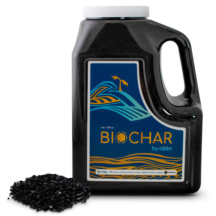 ALLÉO - Superchar - Premium Biochar Charcoal Soil Amendment - 128oz Horticultural Charcoal for Plants - All Natural Enhancer for Garden and Potting Soil - Stimulates Plants Growth - 128oz Jug