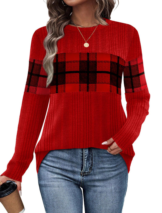 WIHOLL Christmas Sweaters for Women Long Sleeve Tops Business Casual Clothing Winter Clothes Christmas Outfits 2025 Cozy Pajamas Red Shirts 2XL