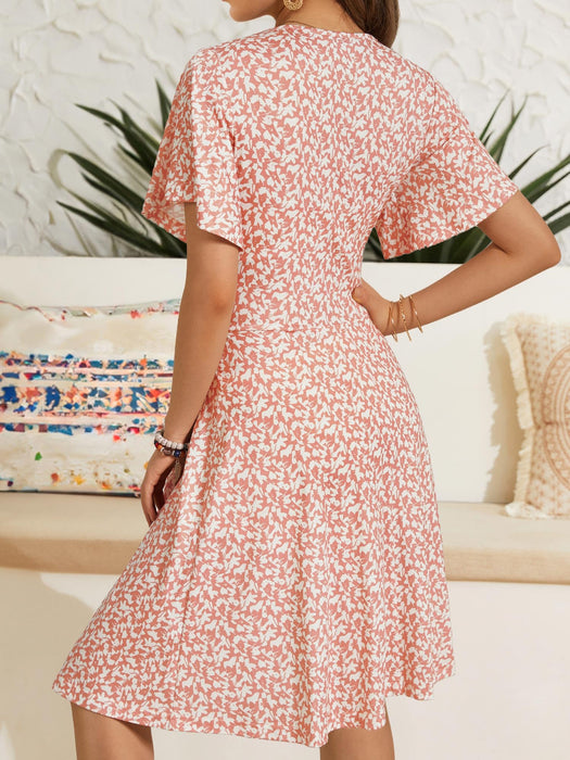 FENSACE Cute Dresses for Women Wedding Guest Easter Skater Dress(Pink White Floral-58,Small)