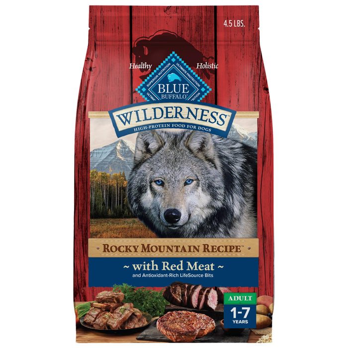 Blue Buffalo Wilderness Rocky Mountain Recipe High-Protein Adult Dry Dog Food Wholesome Red Meat