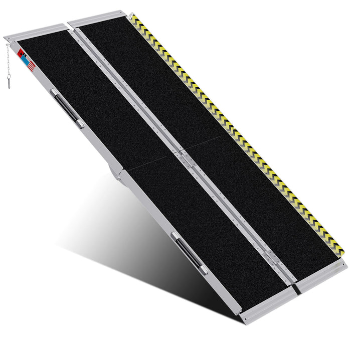 WHALEMOTOR Portable Wheelchair Ramp 6FT, Anti-Slip Aluminum Folding Portable Ramp, Wheelchair Ramps for Home, Weight Capacity Up to 600 LBS, with Transition Plates Above and Below