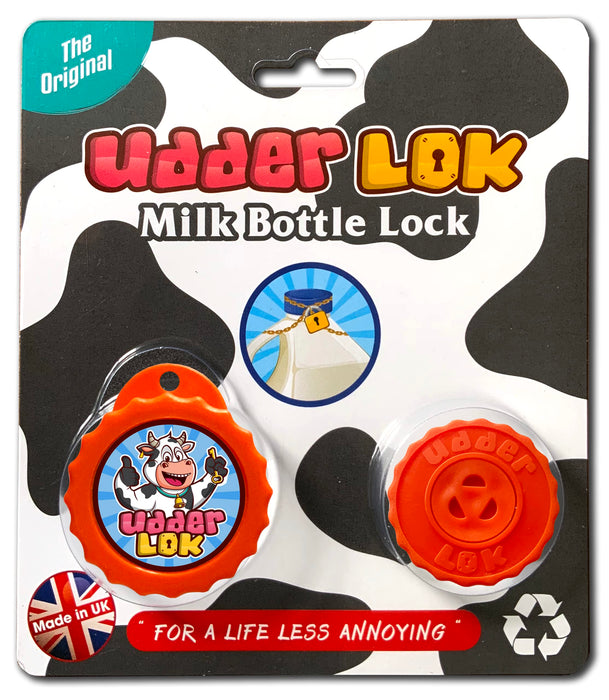 UdderLok - The Original Milk Bottle Lock - Orange Segments - Stop People Pinching Your Milk!