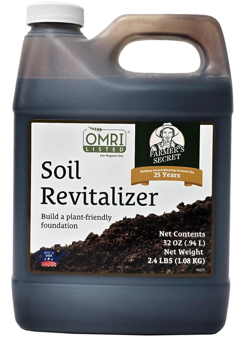 Farmer’s Secret Soil Revitalizer (32oz) - Organic (OMRI Listed) Dirt Health Booster - Liquid Compost Soil Amendment - Activated Humic Acid