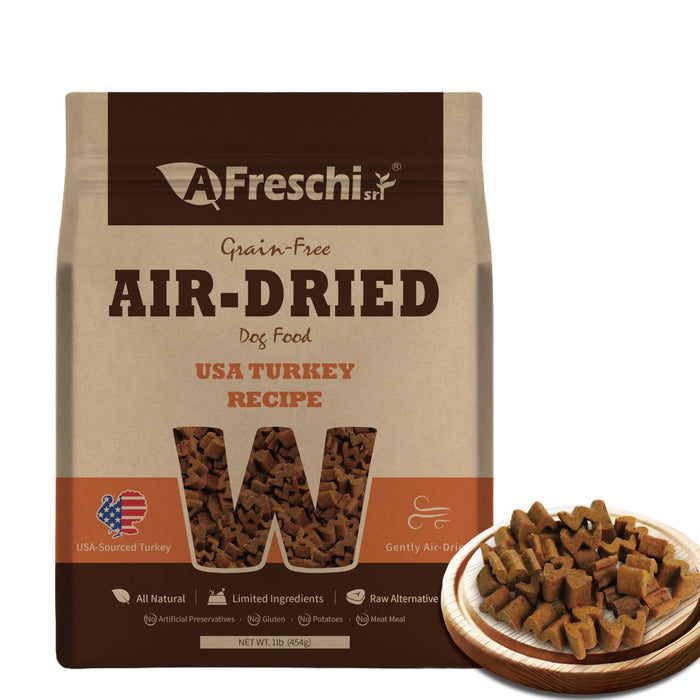 Afreschi Air-Dried Dog Food Turkey Recipe 1 lb, All-Natural, Complete & Balanced, Single-Animal Protein, Grain-Free, High-Protein, Limited Ingredients