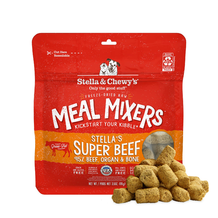 Stella & Chewy's Freeze-Dried Raw Beef Meal Mixers- Dog Food Topper and Mixer - Made with 95% Grass-Fed Beef, Organs & Bone - Perfect for Picky Eaters - Grain-Free - 7 oz