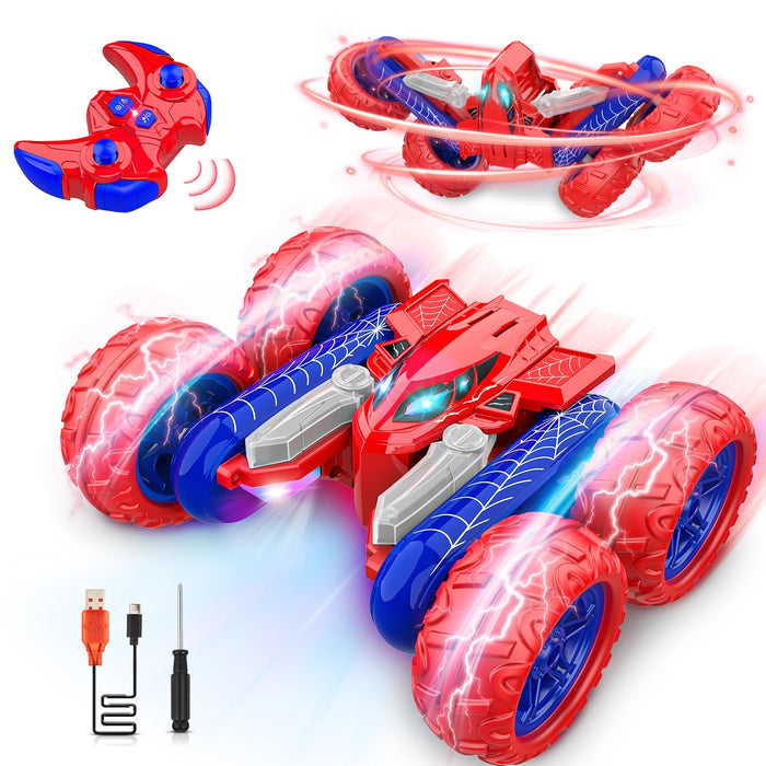 Remote Control Car Toys: Double Sided RC Cars Outdoor Toy for 4 5 6 7 8 9 10 Year Old Boys Girls Ages 5-7 Christmas Birthday Gifts Stocking Stuffers for Grandkids Rechargeable Upright Stunt Car