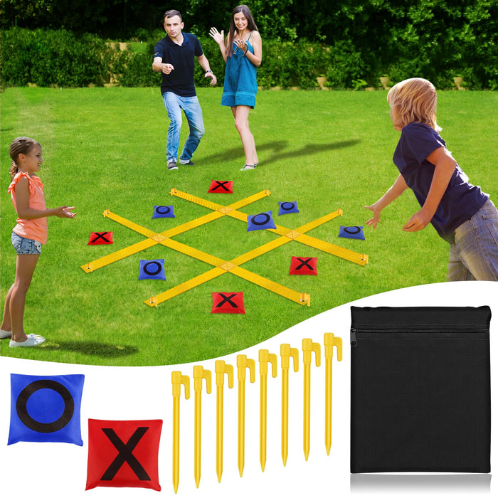 Retros Market Giant Tic Tac Toe Strap Game Outdoor, 4 Ft X 4 Ft Portable Tic Tac Toe Bean Bag Toss Game, Large Yard Toss Game Tic Tac Toss Across Camping Games for Kids & Families