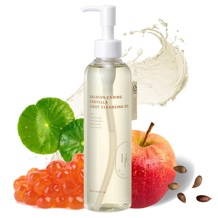 HEVEBLUE Salmon Caring Centella Light Cleansing Oil - Salmon PDRN, Salmon Egg Extract, Centella, Blackhead, Whitehead Removal, Pore Cleansing, Sensitive Skin, Korean Skincare