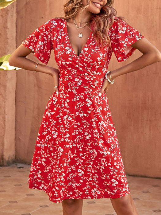 FENSACE Sun Dress Resort Wear for Women 2025 Sexy Summer Beach Vacation Dresses(Floral-44,X-Large)
