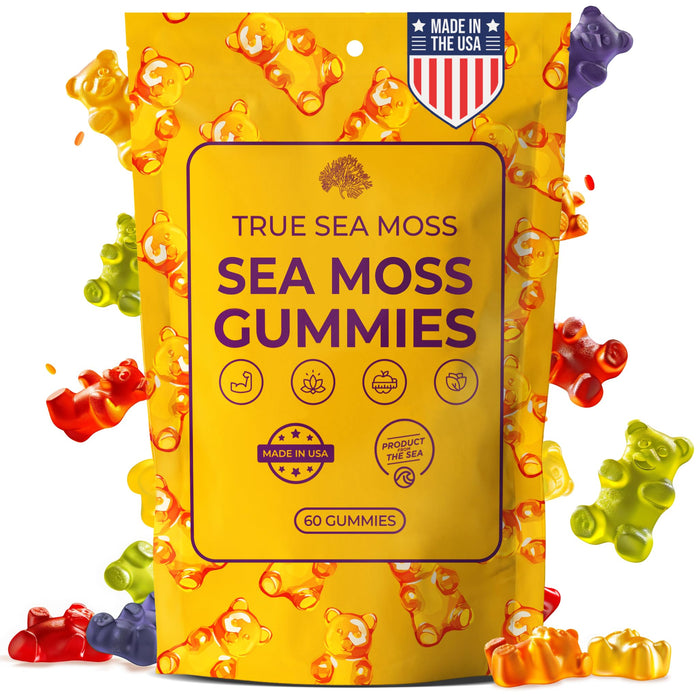 TrueSeaMoss Sea Moss Gummies for Women, Kids & Men with Bladderwrack, Burdock Root & Magnesium – 60 Vegan Gummies