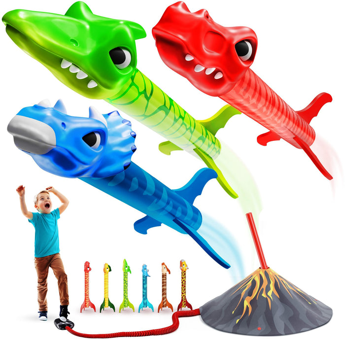 Retros Market Dinosaur Toy Rocket Launcher for Kids - Toys for Kids 3-5 5-7 4-6 - Outdoor Toys for Kid Ages 4-8 - 3 4 Year Old Boy Birthday Gift - Gifts for Boys Age 3 4 5 6 Years - Outside Toy for Toddlers