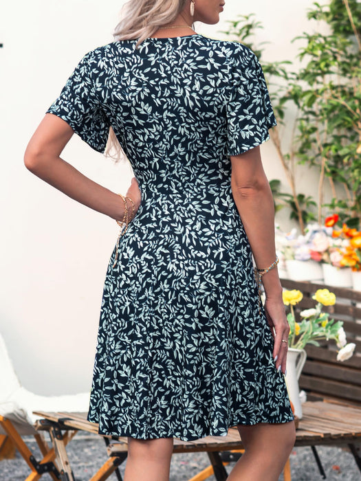 FENSACE Womens Summer Dresses Casual Fit and Flare Work Dresses with Sleeves(Floral-15,Large)