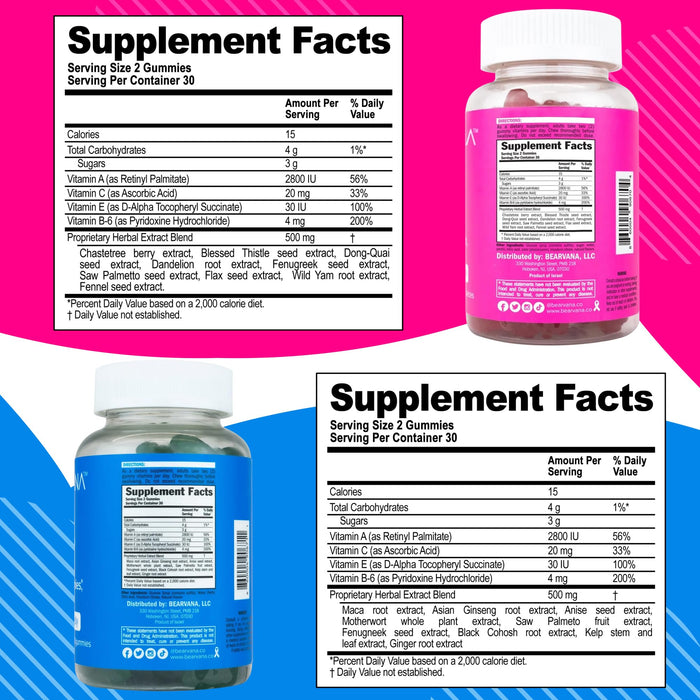 BEARVANA Bum & Chest Support Gummies for Women | Workout Enhancement | Berry Flavored | Essential Herbs | Multivitamins | Combo Pack Growth Gummies | Women’s Fitness Supplement (120 Count)