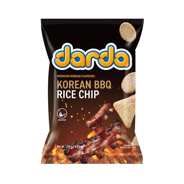 Darda Korean BBQ Rice Chips - Air-Popped Korean Snacks, Crispy Rice Chip with Bold Bulgogi Flavor, Low-Calorie Ksnack, Non-Fried, Zero Cholesterol, Light & Crunchy Snack Packs (4.23 oz)