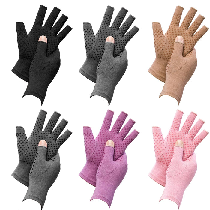 6 Pairs Arthritis Compression Gloves for Women Men Fingerless Hand Compression Gloves for Arthritis Pain Relief, Typing, Driving and Work