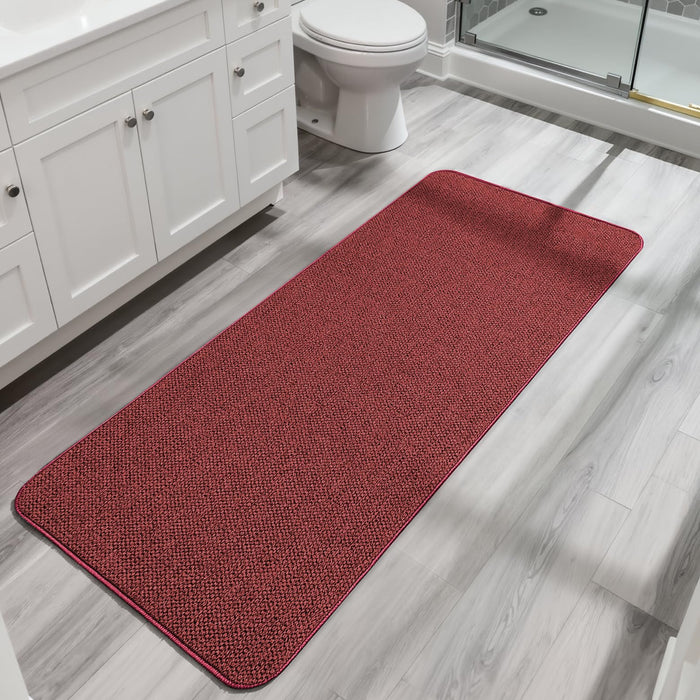 Bosap Christmas Bath Mat,Ultra Thin Bathroom Runner Rugs,Large Bath Mats for Bathroom,Quick Dry,Non-Slip,Machine Washable,Low Pile,Bath Rug,Shower Outside,Sink,Home Decor Accessories.Red,（17x59inch）