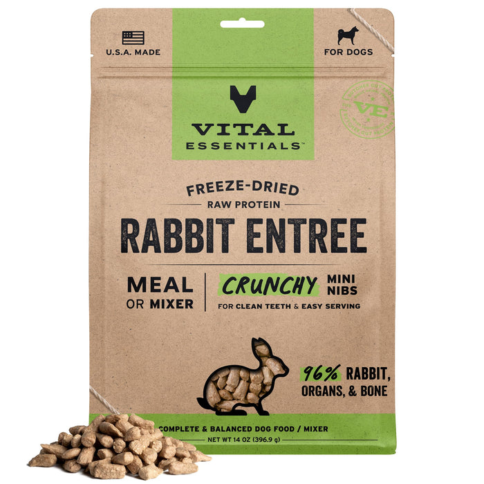 Vital Essentials® Freeze-Dried Raw Rabbit Entree & Mixer Dog Food Crunchy Mini Nibs, 14 oz