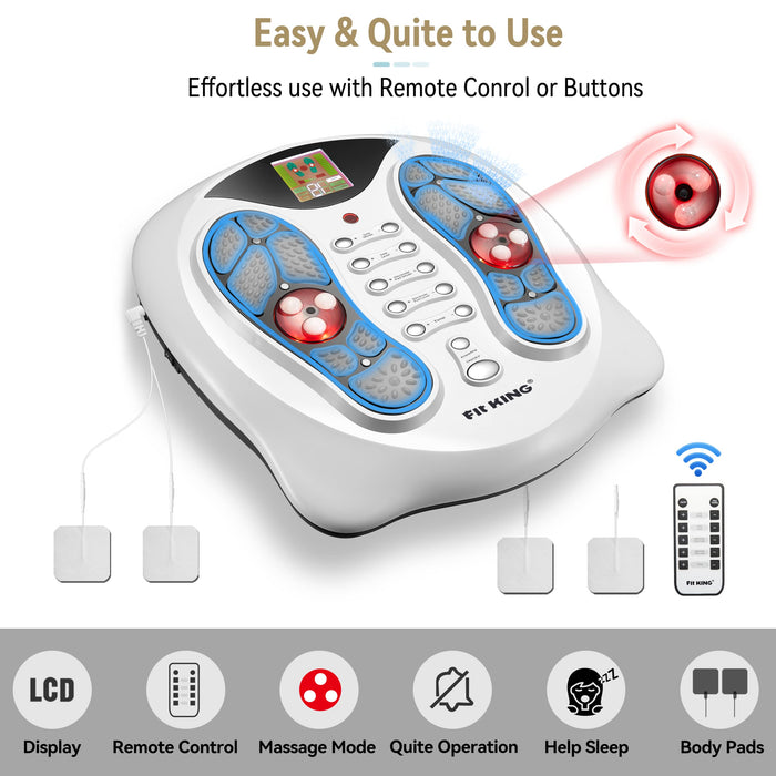 FIT KING Neuropathy Pain Relief for Feet Massager, EMS Foot Massager for Neuropathy with TENS Pads,Foot Circulation Stimulator for Plantar Fasciitis, Diabetes Foot Pain Relief (FSA HSA Approved)