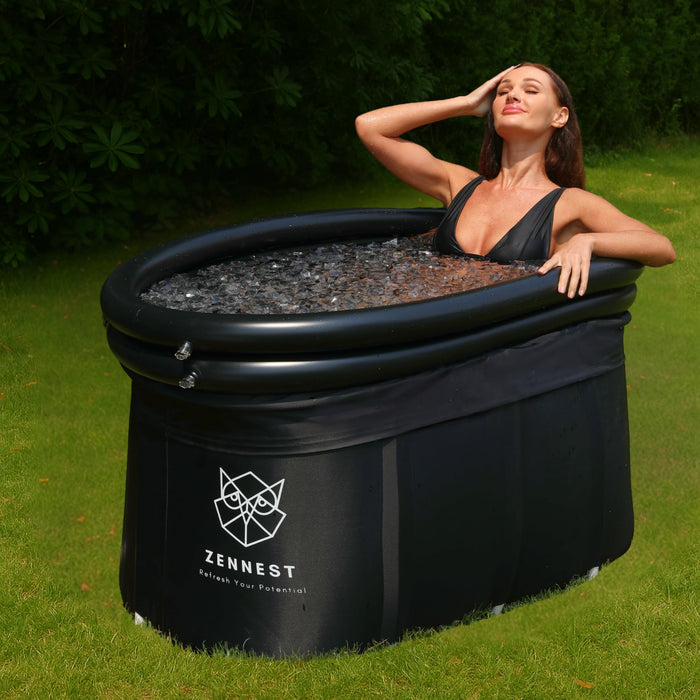 Zennest 150 Gallon Oval Ice Bath Tub For Athletes - German Engineered Cold Plunge Tub Outdoor, 6-layer Insulated Inflatable Ice Tubs for Cold Plunge & Portable Bathtub For Adults - Cold Tub with eBook