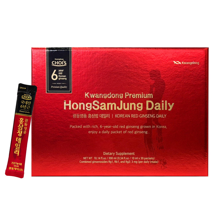 KWANGDONG Premium Korean Red Ginseng Extract - 6-Year Grown, High Ginsenoside Concentration for Immune Support, Fatigue Relief, and Energy Boost - 30 Convenient Daily Packs