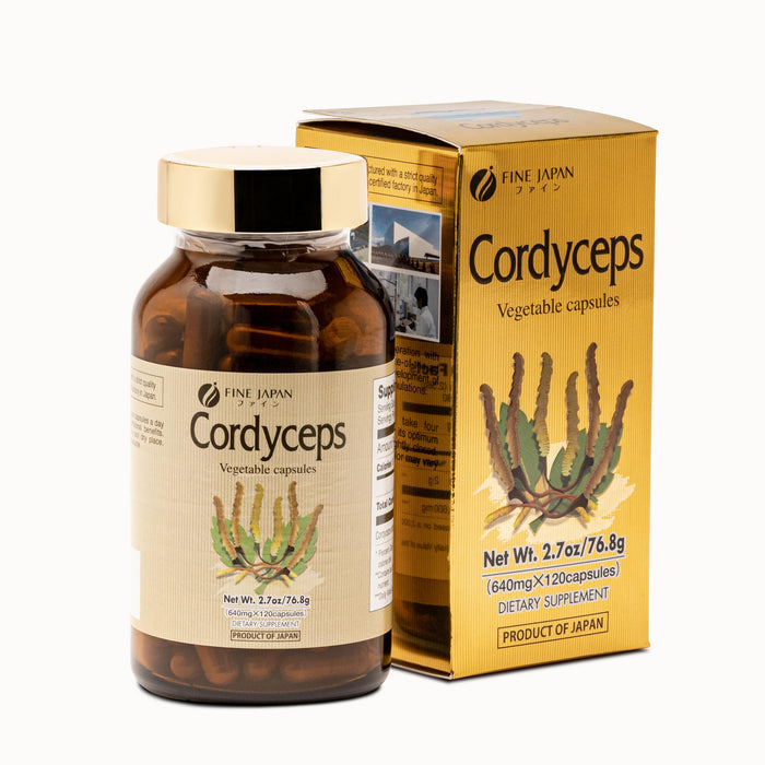 FINE JAPAN Cordyceps Capsules - 120 Count for Optimal Health, Energy & Immune Support
