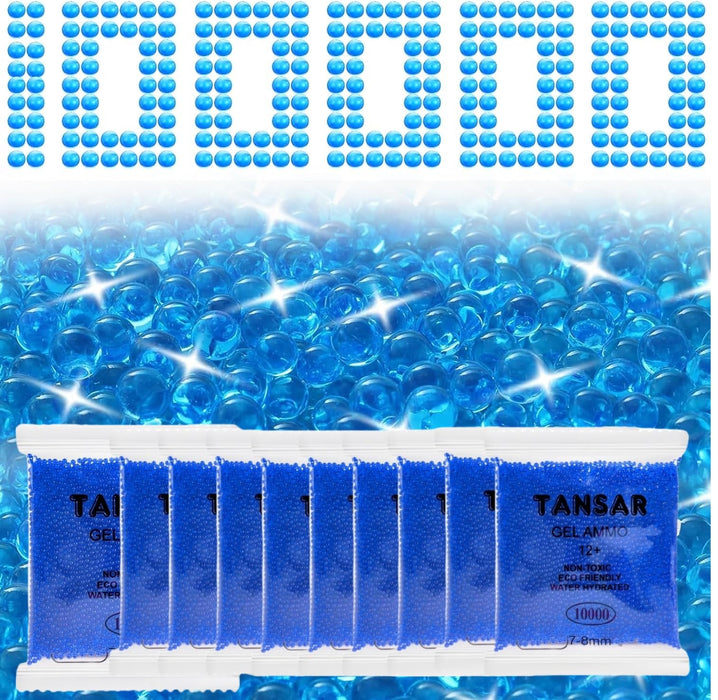 Retros Market Gel Balls Blaster Ammo Gel Gun Refill(10 Packs,10,000 Pieces Per Pack), 7.5mm Splat Gel Balls Bullets Accesories 7-8 mm, Compatible with Gel Gun, Blue Colour, for Ages 14+