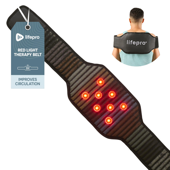 LifePro Infrared & Red Light Therapy Belt for Muscle & Skin | Far Infrared Heat with Adjustable Settings | Red Light Therapy for Relaxation | Ideal for Back, Waist,& Joints | Portable with Carry Bag