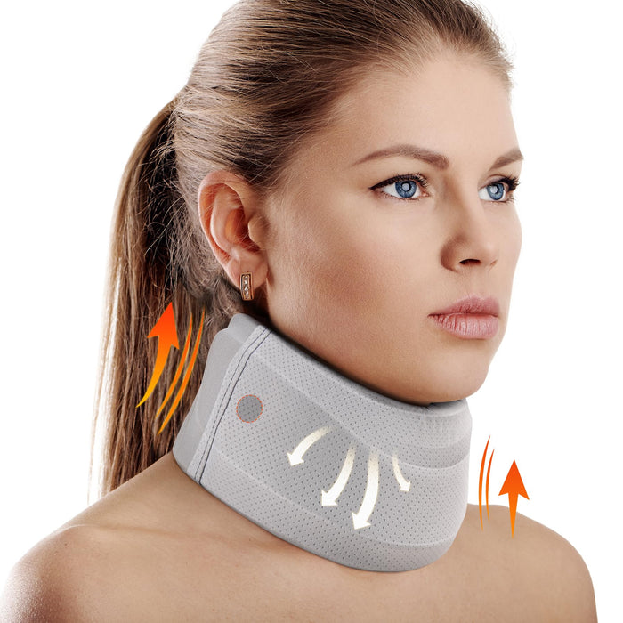 Neck Brace for Neck Pain and Support, Soft Neck Support Relieves Pain & Pressure in Spine for Women & Men, Wrap Align Stabilize Vertebrae Foam Cervical Collar for Sleeping (Grey, S, 3" Depth Collar)