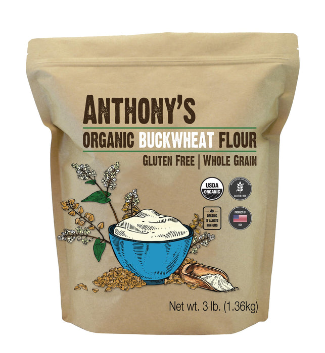Anthony's Organic Buckwheat Flour, 3 lb, Grown in the USA, Gluten Free, Vegan