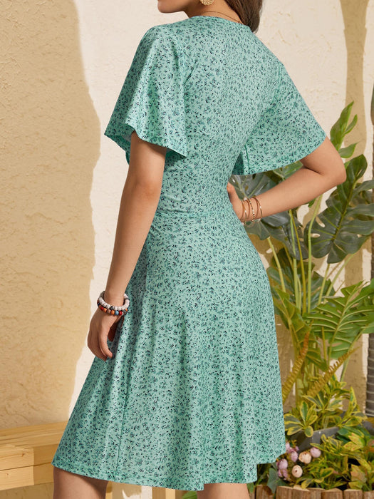 FENSACE Summer Dresses Empire Waist Flowy Spring Dress for Women(Green Floral-57,X-Large)