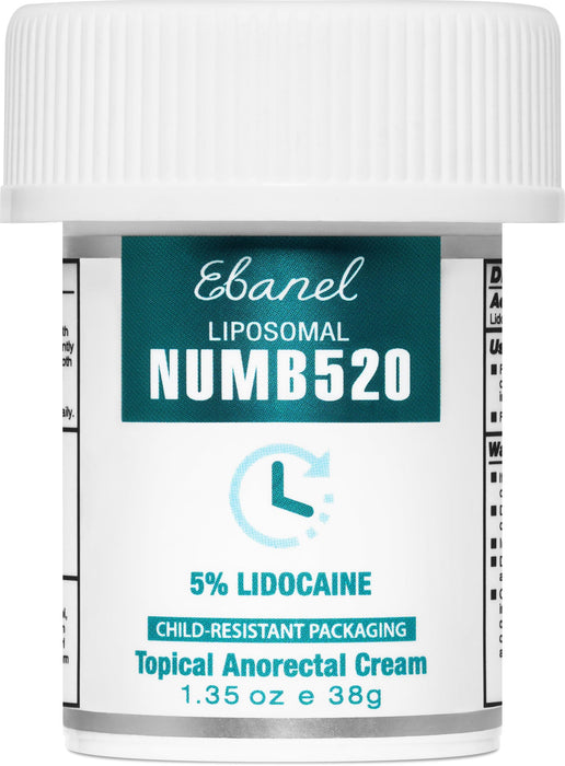 Ebanel 5% Lidocaine Numbing Cream, Pain Relief Burn Itch Numb Cream, Maximum Strength Topical Anesthetic with Allantoin, Vitamin E for Local and Anorectal Uses, Hemorrhoid Treatment, 1.35 Oz