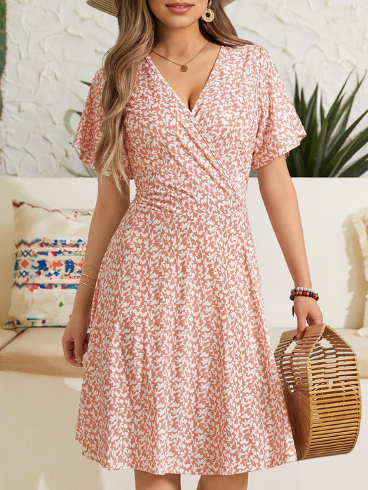 FENSACE Cute Dresses for Women Wedding Guest Easter Skater Dress(Pink White Floral-58,Small)